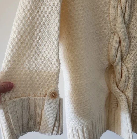 Talbots Cableknit Turtleneck Sweater Quarter Sleeve Womens Size M Petite Cream - Picture 5 of 9